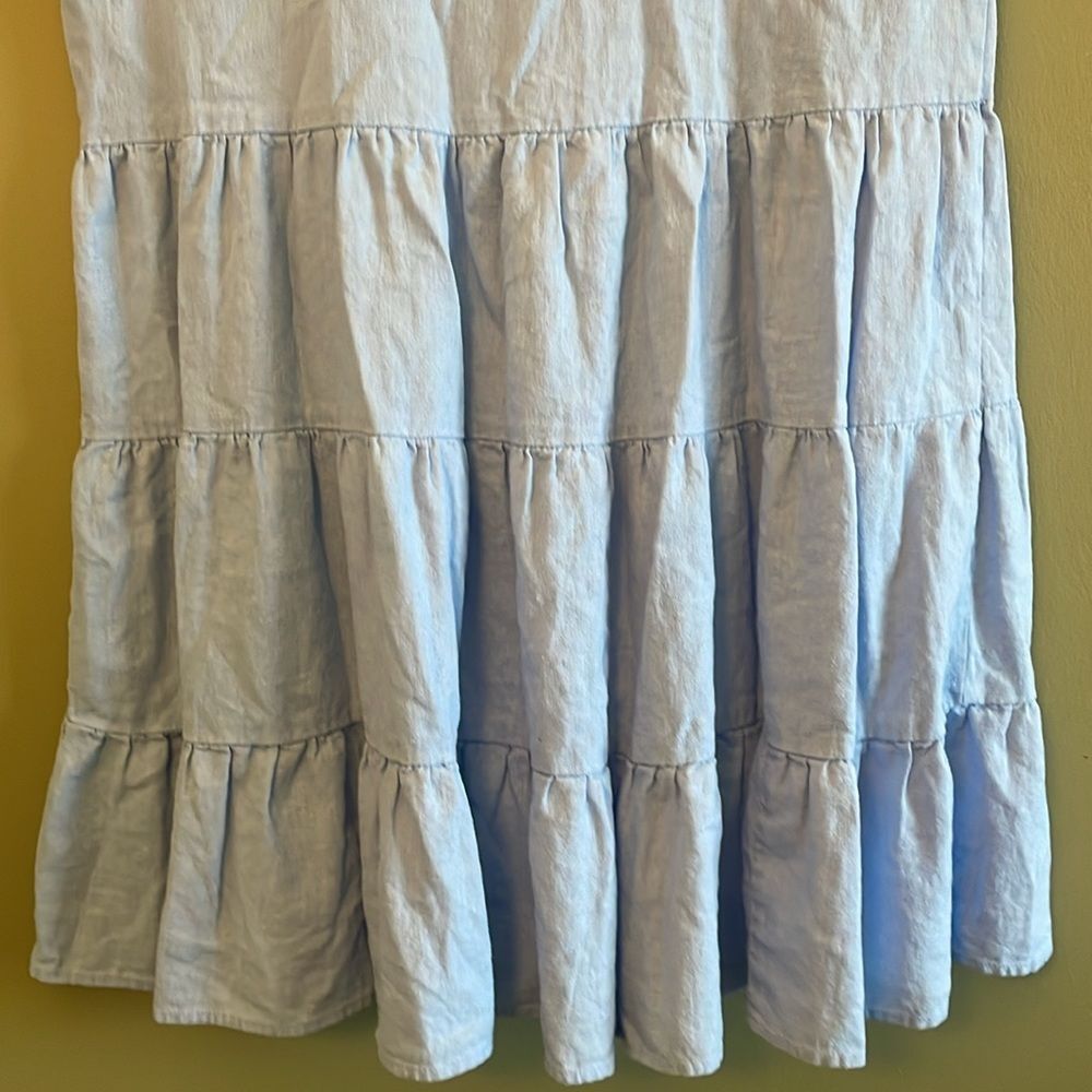 Adyson Parker Linen Blend Tiered Mini Shift Dress Blue Sz M Summer Preppy - Picture 4 of 8